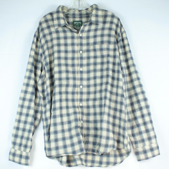 American Eagle Outfitters Other - American Eagle Cream & Blue Flannel Long Sleeve Button Up‎ Shirt Mens Size XL